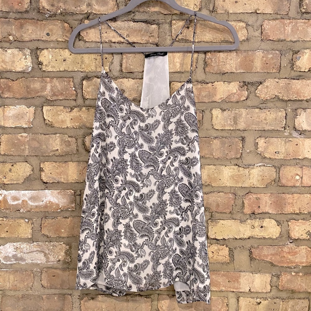 Honey Punch Black and White Paisley Tank Top